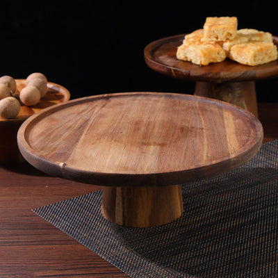 Acacia Wooden Cake Display Serving Stand Tray
