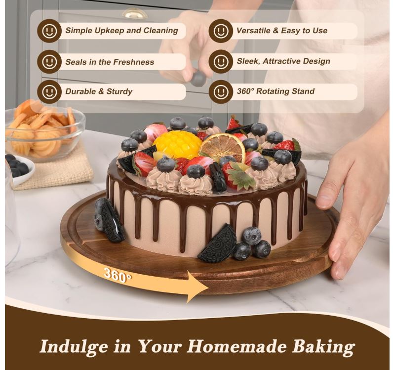 Premium Acacia Wood Cake Stand & Multifunctional Charcuterie Board