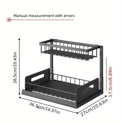 2-Tier Under Sink Organizer and Storage– Heavy-Duty Metal Kitchen & Bathroom Countertop Storage Rack