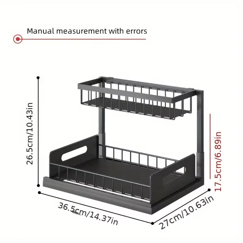 2-Tier Under Sink Organizer and Storage– Heavy-Duty Metal Kitchen & Bathroom Countertop Storage Rack