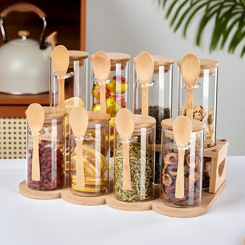 500ml Glass Jars with Bamboo Lids &amp; Spoons