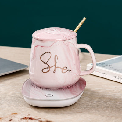 SHE/ HE Creative Marbling Warm Mug with Heating Thermal Insulation