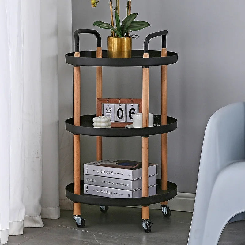 3-TIER ROLLING CART WITH LOCKABLE WHEels