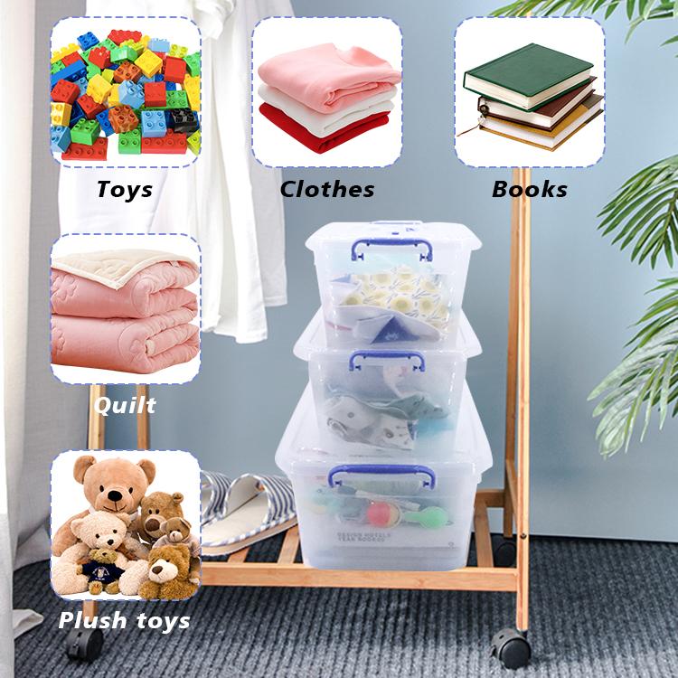 Set of 5 Multi-Size Clear Storage Bins with Secure Snap-Lock Handles