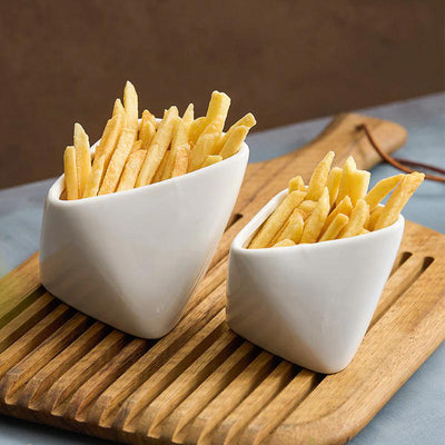 Three-dimensional Porcelain Folded Edge French Fries Chips Cup Seasoning Bowl-2 Sizes