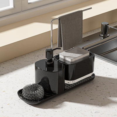 Kitchen Sink Countertop Organizer Rack with Sponge Holder and Soap Dispenser