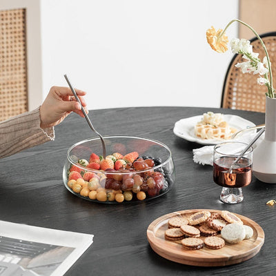 Elegant 2-Tier Stackable Glass Serving Bowls with Acacia Wood Lids
