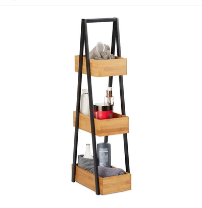3-Tier Bamboo & Steel Space-Saving Storage Tower