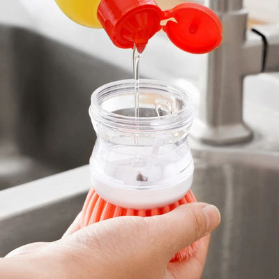 Soap Dispenser Brush for Cleaning Plates, Steel Pots & Pans, Dishwasher Brush