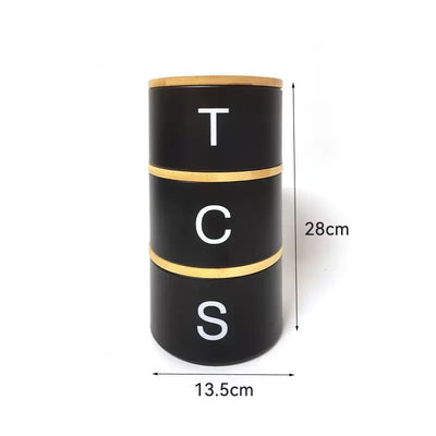 Stackable 3-Tier Bamboo Storage Canisters Set