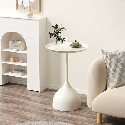 white metal round side coffee table