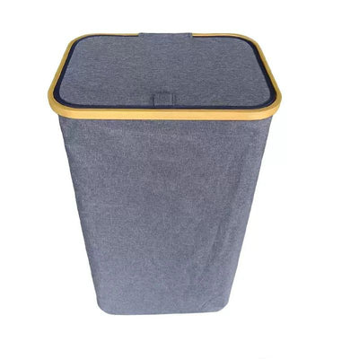 Fabric Laundry Hamper with Bamboo Rim & Removable Inner Bag