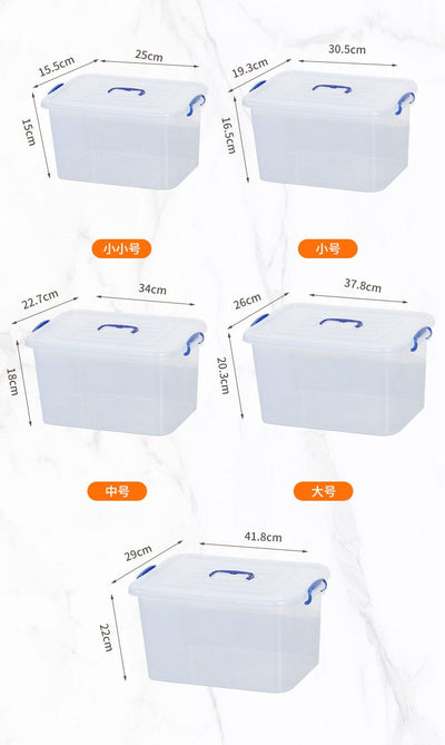 Set of 5 Multi-Size Clear Storage Bins with Secure Snap-Lock Handles