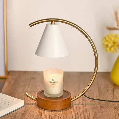 Modern Arc Candle Warmer Lamp in White and Gold