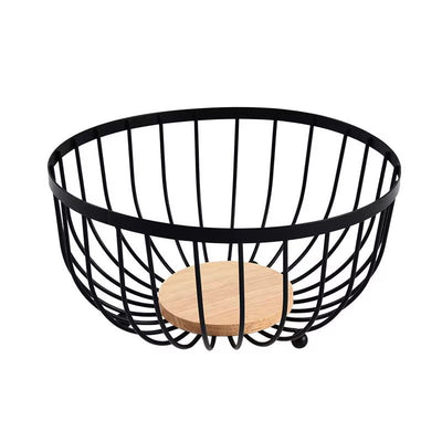 Sculptural Wire Fruit Basin with Bamboo Base