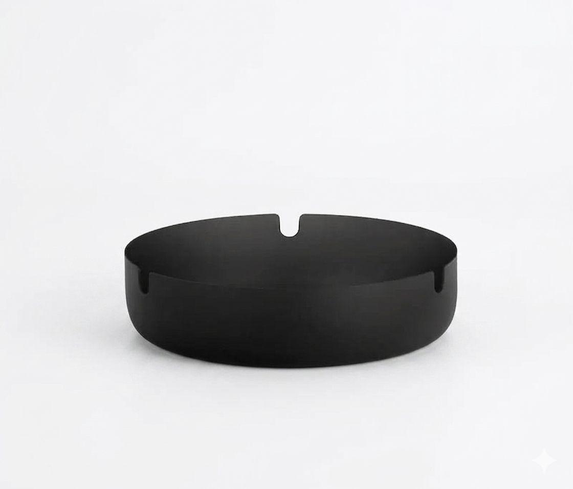 Black Small Round Stainless Steel Ashtray Cigar