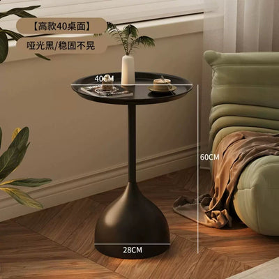 Black metal round side coffee table