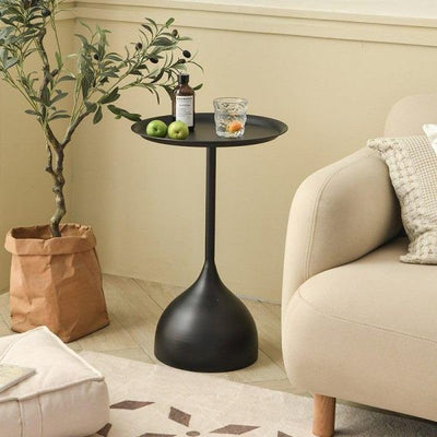 Black metal round side coffee table