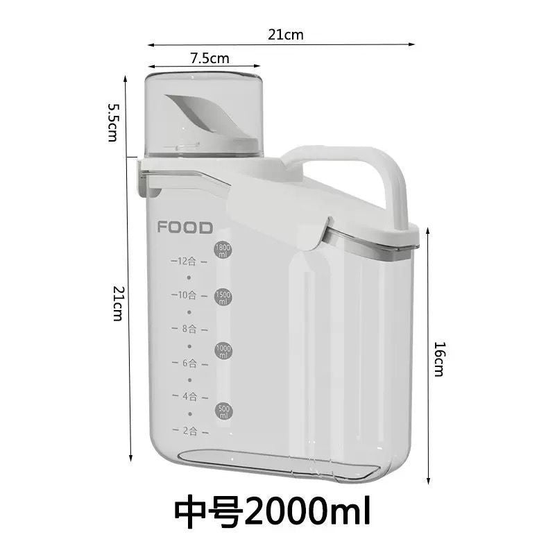 Airtight 2000ml Cereal and Grain Storage Container with Measuring Cup