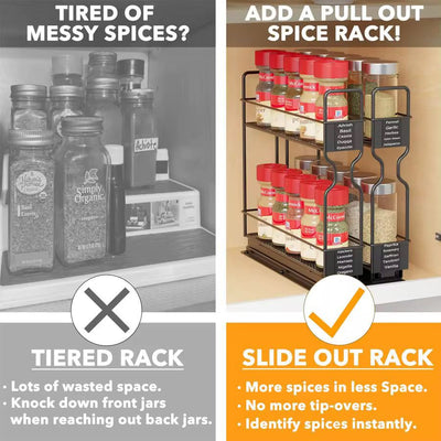 Heavy-Duty Double-Tier Slide-Out Spice Rack Organizer
