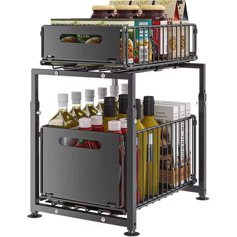 Premium 2-Tier Lifting and Folding Pull-Out Under-Cabinet Organizer