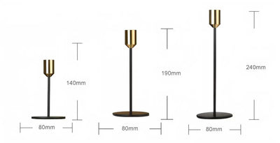 Modern Nordic Taper Candle Holder Set – Matte Black & Gold