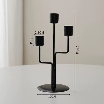 Contemporary Nordic 3-Stem Candelabra – Matte Black