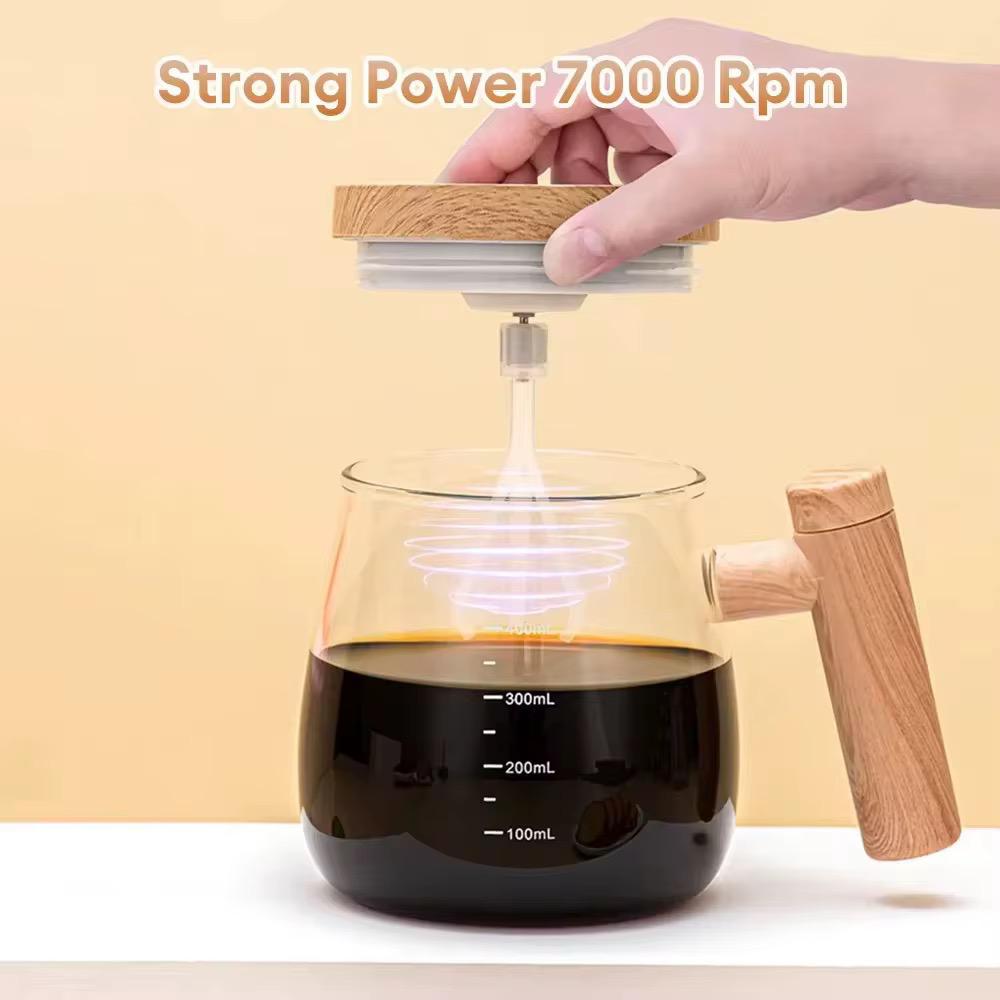 Automatic Magnetic Stirring Coffee Carafe with Natural Wood Finish