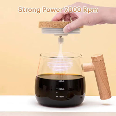 Automatic Magnetic Stirring Coffee Carafe with Natural Wood Finish