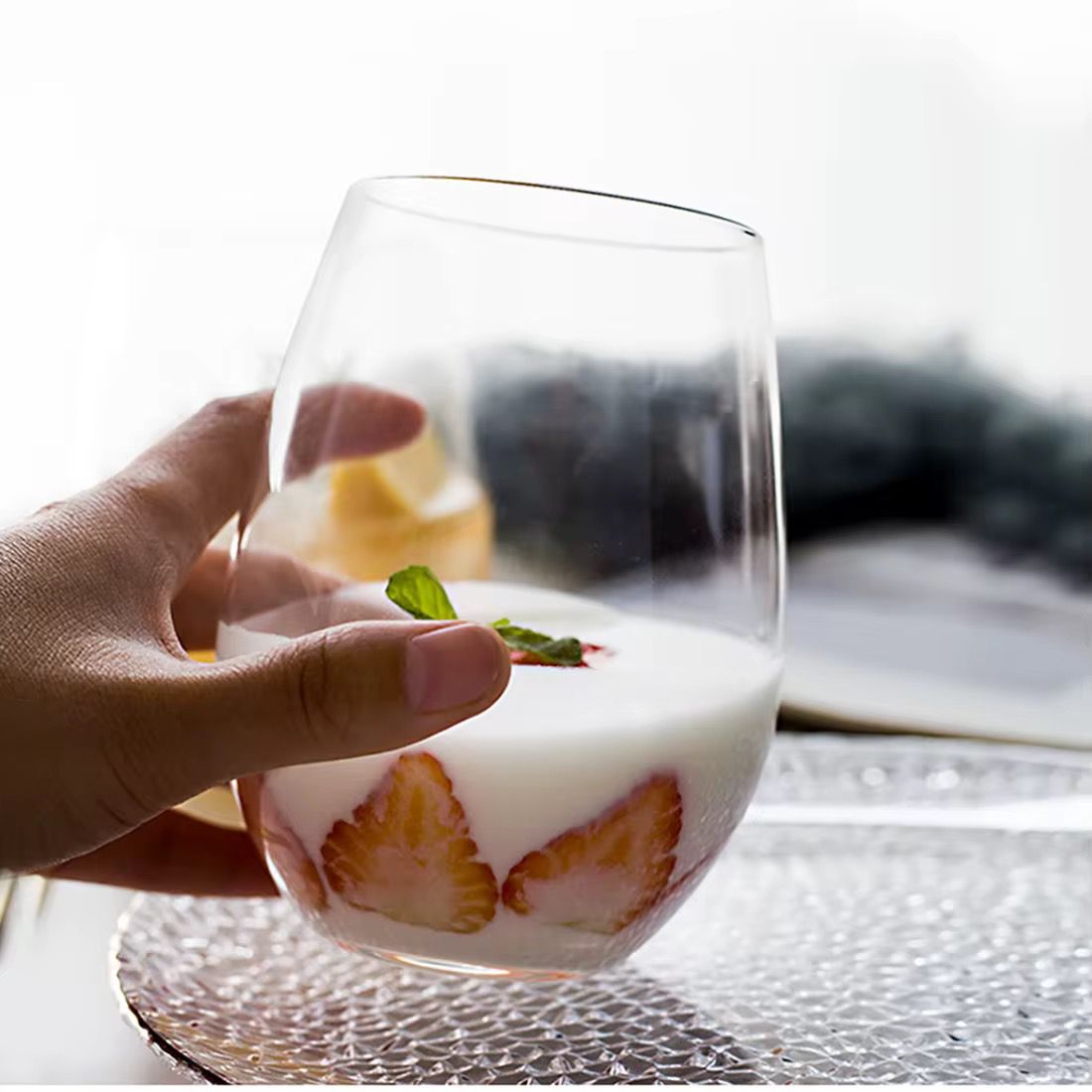 Set of 6 Piece 350ml Ribbed Glass Tumbler