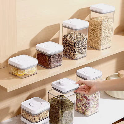 Airtight Kitchen Storage Containers Set – Clear Food Storage Jars with Easy Lock Lid
