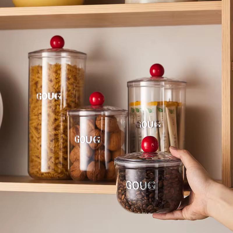 Glass Storage Jar with Crimson Gemstone