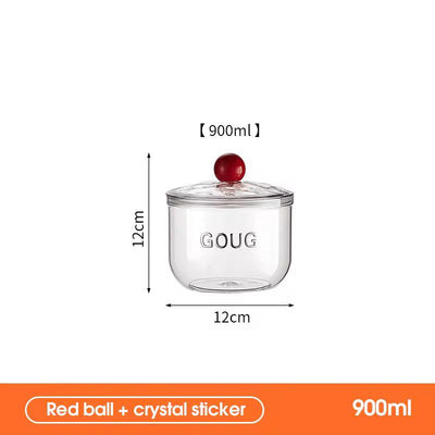 Glass Storage Jar with Crimson Gemstone