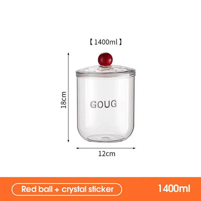 Glass Storage Jar with Crimson Gemstone