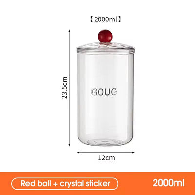 Glass Storage Jar with Crimson Gemstone
