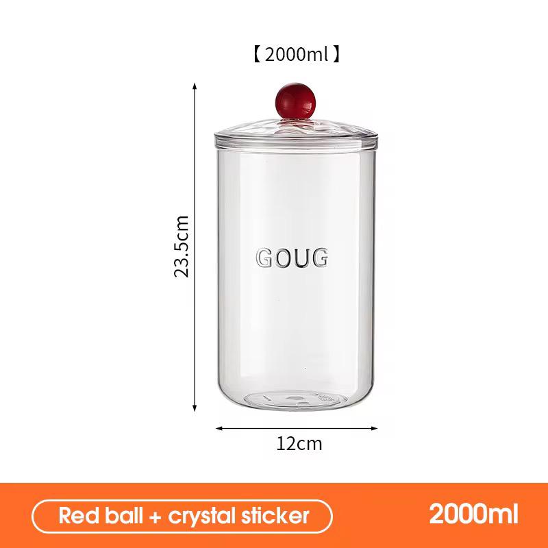 Glass Storage Jar with Crimson Gemstone