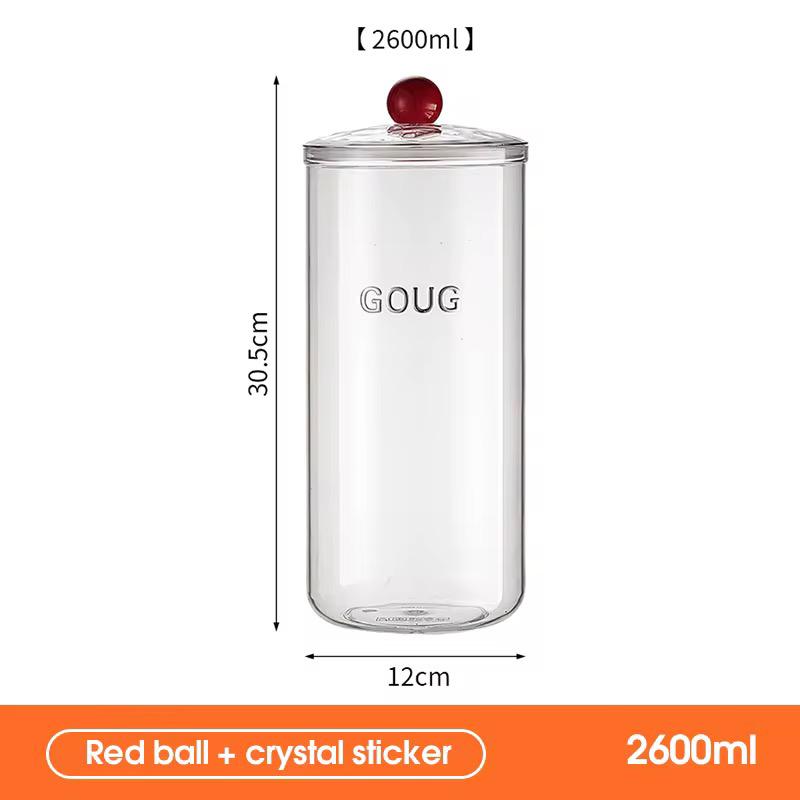Glass Storage Jar with Crimson Gemstone