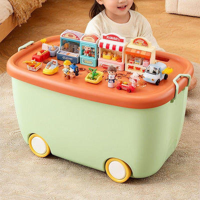 Stackable Kids' Toy Storage Organizer Bin with Wheels-1 Piece