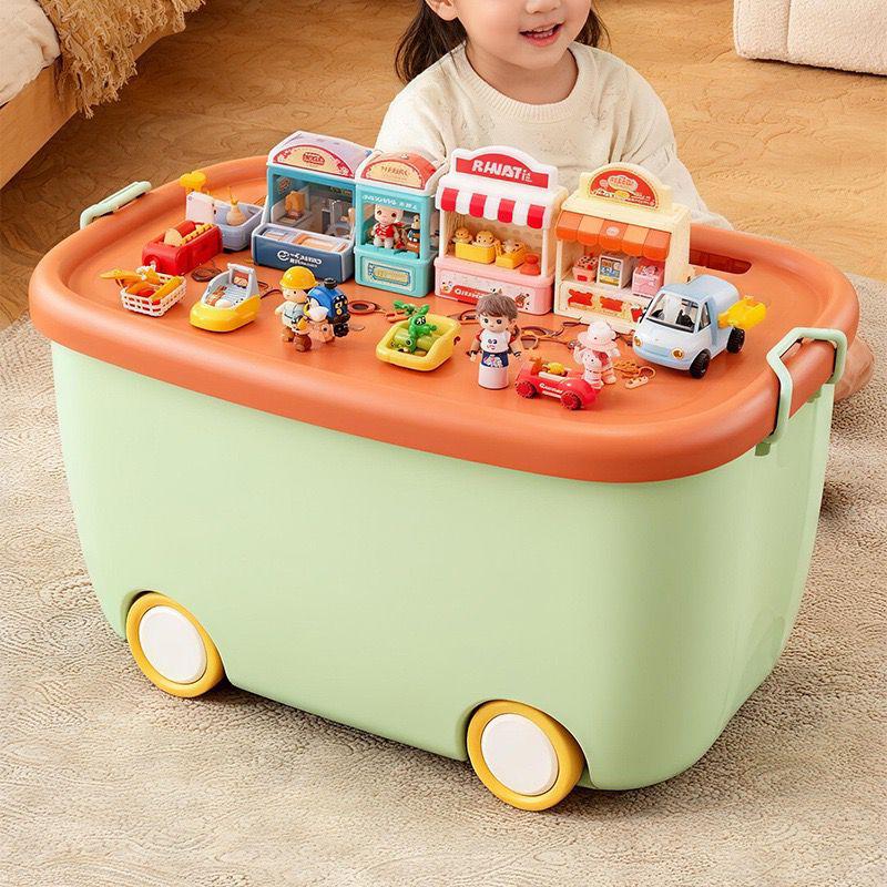 Stackable Kids' Toy Storage Organizer Bin with Wheels-1 Piece