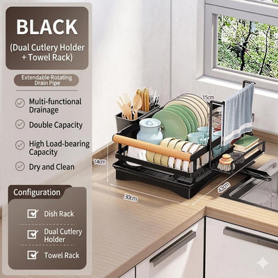 Multi-Functional Kitchen Dish Drying Rack – Black