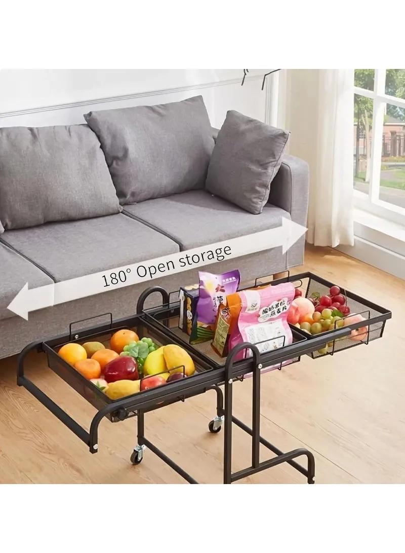3-Tier Rotating Rolling Storage Cart – 90° / 135° / 180° Adjustable