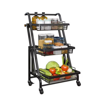 3-Tier Rotating Rolling Storage Cart – 90° / 135° / 180° Adjustable