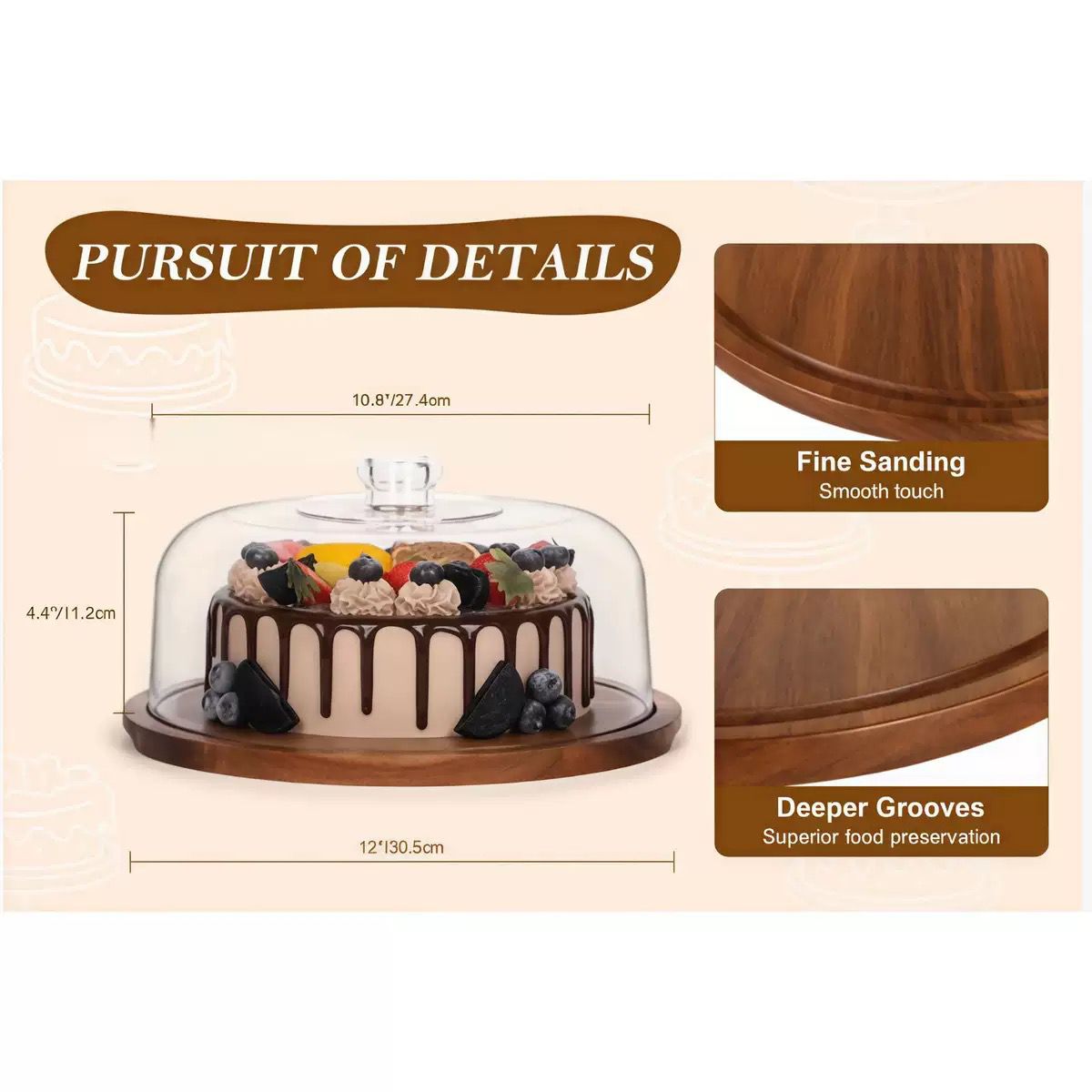 Premium Acacia Wood Cake Stand Display Board
