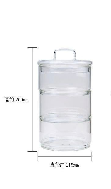 1200ML 3-Tier Stackable Clear Glass Storage Jar Set with Lid
