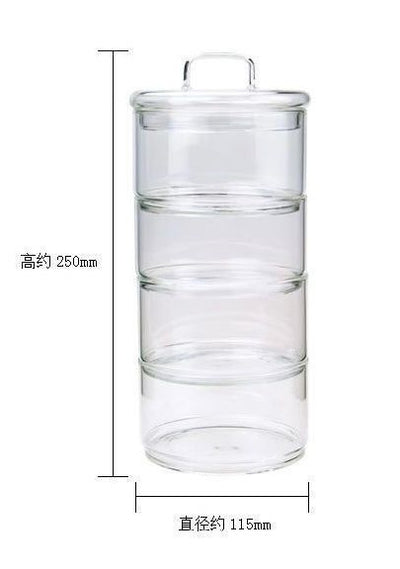 1600ML 4-Tier Stackable Clear Glass Storage Jar Set with Lid