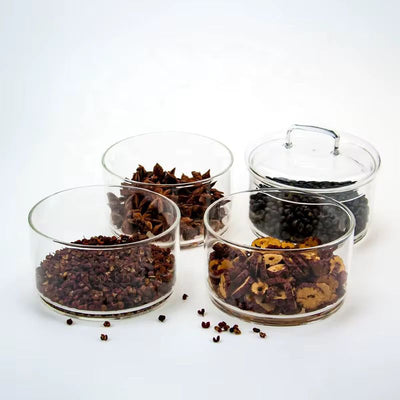 1600ML 4-Tier Stackable Clear Glass Storage Jar Set with Lid