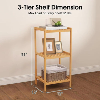 3-Tier Bamboo Storage Shelf – Free-Standing Slatted Organizer Rack for Bathroom & Living Room
