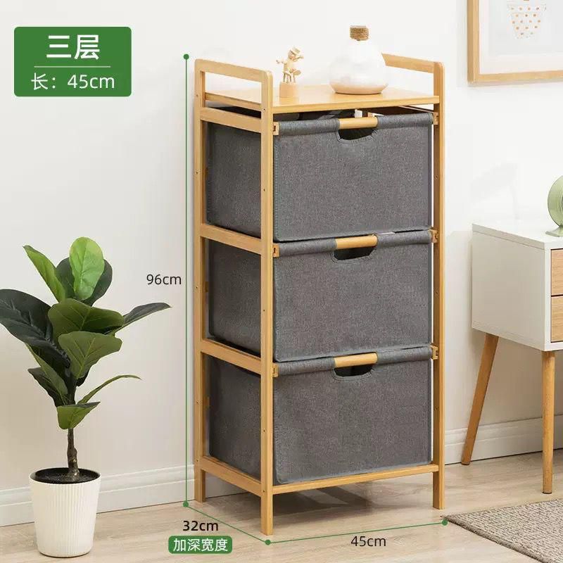 3-Tier Fabric Drawer Storage Organizer – Wooden Frame Space Saving Storage Cabinet