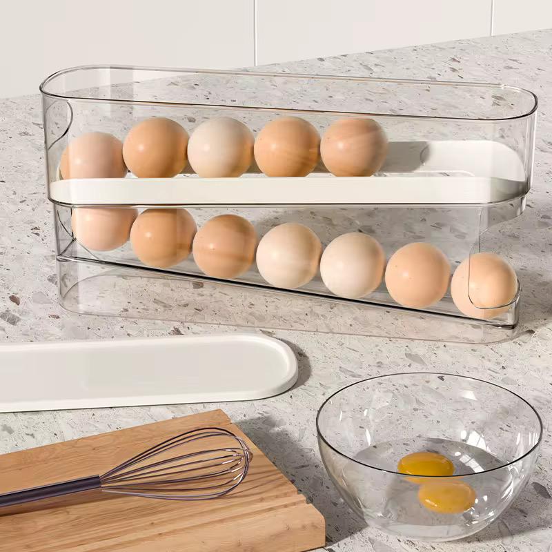 Automatic 2-Layer Rolling Egg Dispenser for Fridge Door-1 Piece