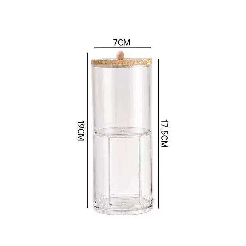 2-in-1 Stacked Acrylic Cotton Pad & Swabs Holder – Dual-Compartment Makeup Dispenser